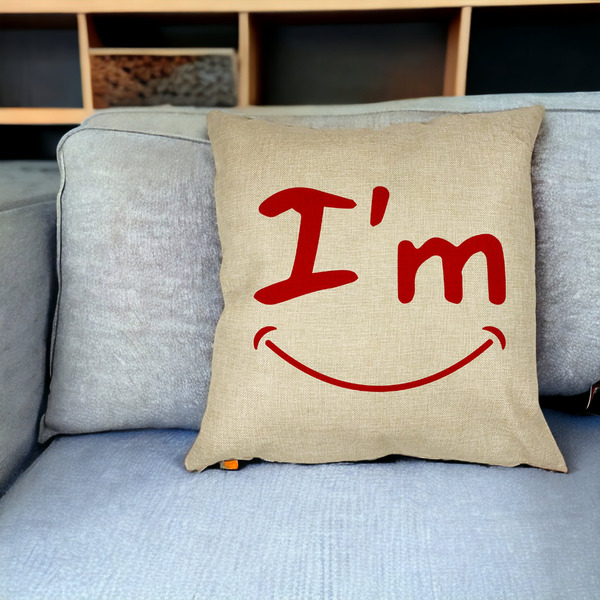 Perna Decorativa Patrata I'm Happy, 40x40 cm, Husa Detasabila, Burduf 26 bsc0002 PhotoRoom