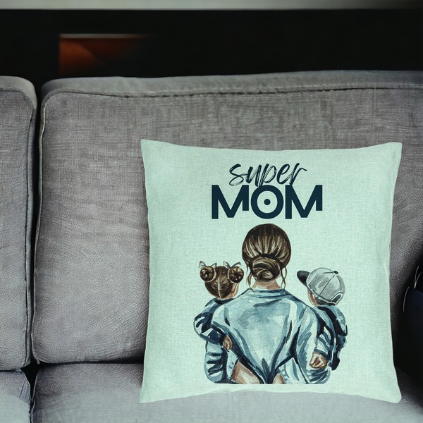 Perna Decorativa, Model Super Mom, 40x40 cm, Verde Menta, Husa Detasabila, Burduf 18 bsc0003 PhotoRoom 2 1