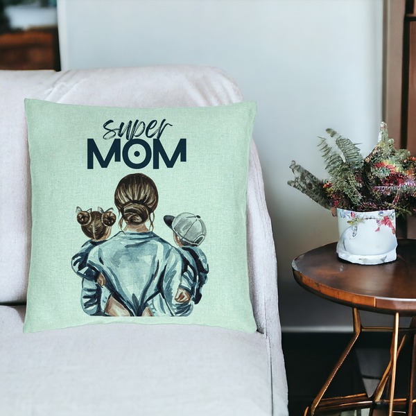 Perna Decorativa, Model Super Mom, 40x40 cm, Verde Menta, Husa Detasabila, Burduf 19 bsc0003 PhotoRoom 3 1