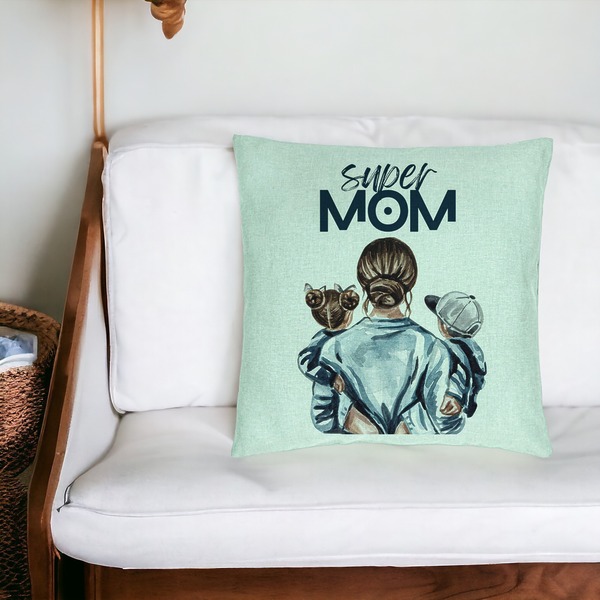 Perna Decorativa, Model Super Mom, 40x40 cm, Verde Menta, Husa Detasabila, Burduf 20 bsc0003 PhotoRoom 4 1