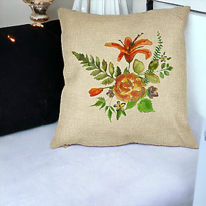 Alternative view of Perna Decorativa Patrata Florale, 40x40 cm, Husa Detasabila, Burduf