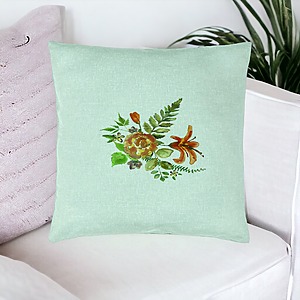 Alternative view of Perna Decorativa, Model Florale, 40x40 cm, Verde Menta, Husa Detasabila, Burduf