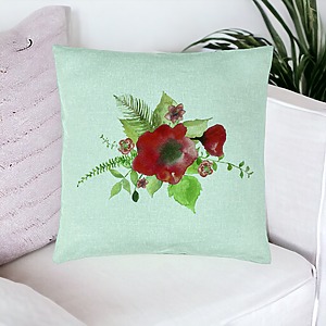 Alternative view of Perna Decorativa, Model Florale Mac, 40x40 cm, Verde Menta, Husa Detasabila, Burduf