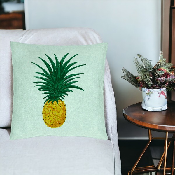 Perna Decorativa, Model Ananas, 40x40 cm, Verde Menta, Husa Detasabila, Burduf 17 bsc0007 PhotoRoom 3 1
