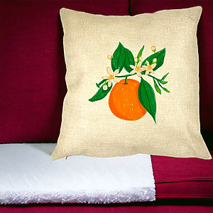 Alternative view of Perna Decorativa Patrata Portocala, 40x40 cm, Husa Detasabila, Burduf