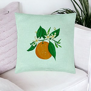 Alternative view of Perna Decorativa, Model Portocala, 40x40 cm, Verde Menta, Husa Detasabila, Burduf