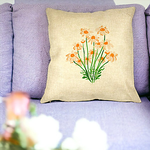 Alternative view of Perna Decorativa Patrata Florale Margarete, 40x40 cm, Husa Detasabila, Burduf