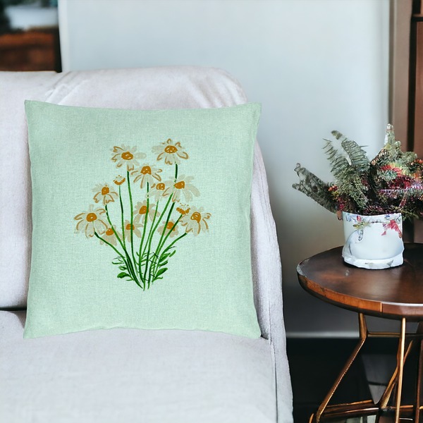 Perna Decorativa, Model Florale Margarete, 40x40 cm, Verde Menta, Husa Detasabila, Burduf 18 bsc0009 PhotoRoom 2 1