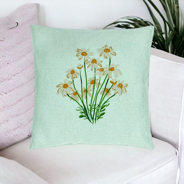 Perna Decorativa, Model Florale Margarete, 40x40 cm, Verde Menta, Husa Detasabila, Burduf 20 bsc0009 PhotoRoom 4 1