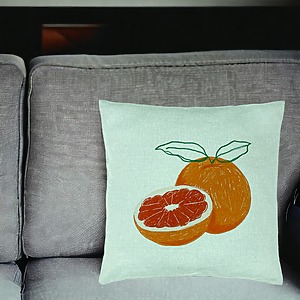 Alternative view of Perna Decorativa, Model Portocale, 40x40 cm, Verde Menta, Husa Detasabila, Burduf