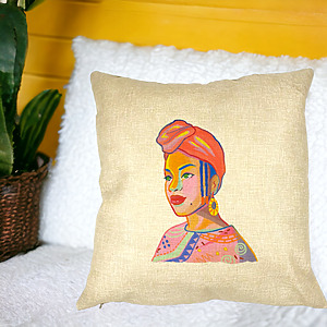 Alternative view of Perna Decorativa Patrata African Style, 40x40 cm, Husa Detasabila, Burduf