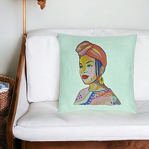 Alternative view of Perna Decorativa, Model African Style, 40x40 cm, Verde Menta, Husa Detasabila, Burduf
