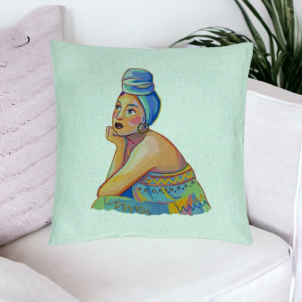 Perna Decorativa, Model African Fashion, 40x40 cm, Verde Menta, Husa Detasabila, Burduf 18 bsc0012 PhotoRoom 2 1
