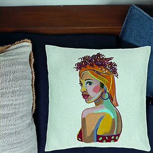 Alternative view of Perna Decorativa, Model Curly African, 40x40 cm, Verde Menta, Husa Detasabila, Burduf