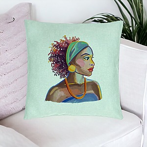 Alternative view of Perna Decorativa, Model Golden African, 40x40 cm, Verde Menta, Husa Detasabila, Burduf