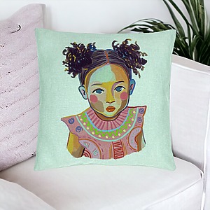 Alternative view of Perna Decorativa, Model Happy Baby, 40x40 cm, Verde Menta, Husa Detasabila, Burduf