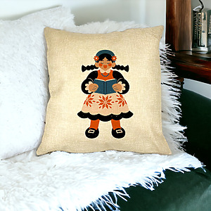 Alternative view of Perna Decorativa Patrata Folk, 40x40 cm, Husa Detasabila, Burduf