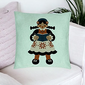 Alternative view of Perna Decorativa, Model Folk, 40x40 cm, Verde Menta, Husa Detasabila, Burduf