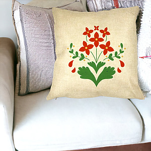 Alternative view of Perna Decorativa Patrata Florale Rosii, 40x40 cm, Husa Detasabila, Burduf