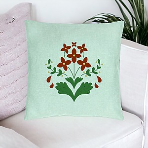 Alternative view of Perna Decorativa, Model Florale Rosii, 40x40 cm, Verde Menta, Husa Detasabila, Burduf