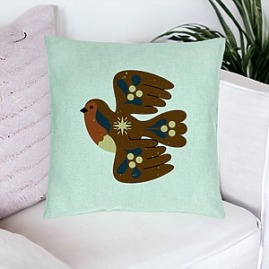 Alternative view of Perna Decorativa, Model Pasare, 40x40 cm, Verde Menta, Husa Detasabila, Burduf