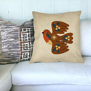 Alternative view of Perna Decorativa Patrata Pasare, 40x40 cm, Husa Detasabila, Burduf