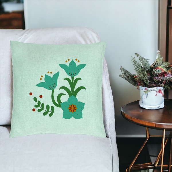 Perna Decorativa, Model Florale Verzi, 40x40 cm, Verde Menta, Husa Detasabila, Burduf 20 bsc0022 PhotoRoom 4 1