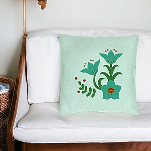 Alternative view of Perna Decorativa, Model Florale Verzi, 40x40 cm, Verde Menta, Husa Detasabila, Burduf