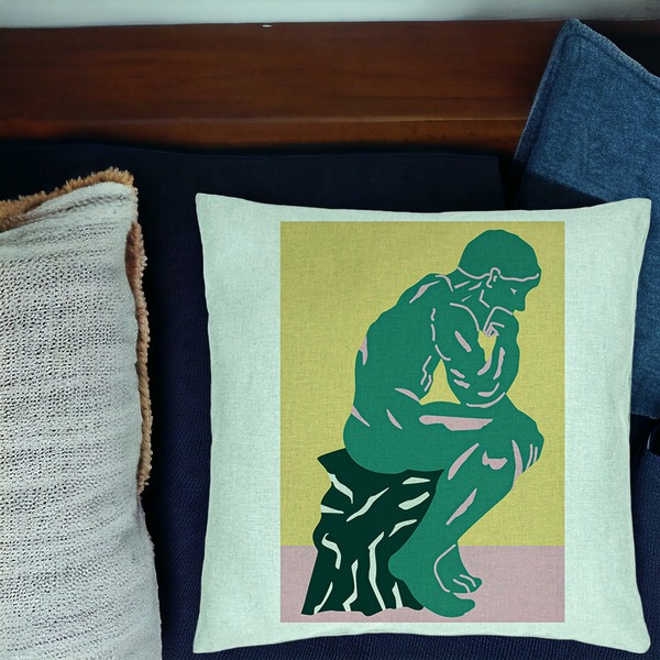 Perna Decorativa, Model The Thinker, 40x40 cm, Verde Menta, Husa Detasabila, Burduf 17 bsc0023 PhotoRoom 1 1