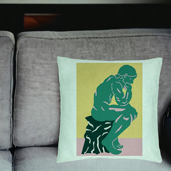 Perna Decorativa, Model The Thinker, 40x40 cm, Verde Menta, Husa Detasabila, Burduf 18 bsc0023 PhotoRoom 2 1