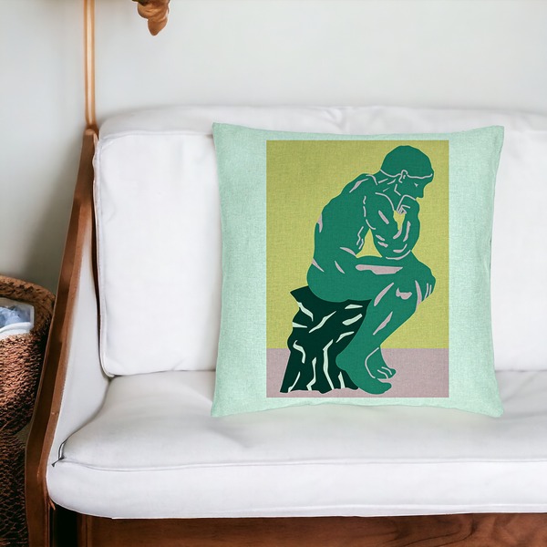 Perna Decorativa, Model The Thinker, 40x40 cm, Verde Menta, Husa Detasabila, Burduf 20 bsc0023 PhotoRoom 4 1