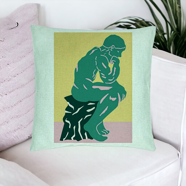 Perna Decorativa, Model The Thinker, 40x40 cm, Verde Menta, Husa Detasabila, Burduf 16 bsc0023 PhotoRoom 5