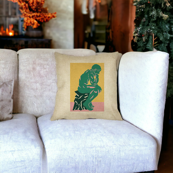 Perna Decorativa Patrata The Thinker, 40x40 cm, Husa Detasabila, Burduf 22 bsc0023 PhotoRoom