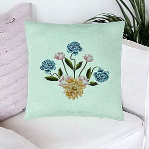 Alternative view of Perna Decorativa, Model Florale Verde Menta Gold si Verde Mentastru, 40x40 cm, Verde Menta, Husa Detasabila, Burduf