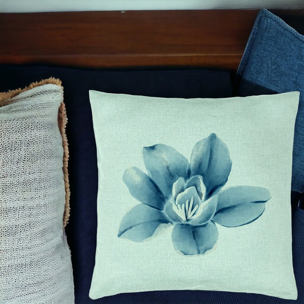 Perna Decorativa, Model Florale Blue Flower, 40x40 cm, Verde Menta, Husa Detasabila, Burduf 17 bsc0029 PhotoRoom 1 1