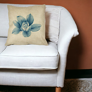 Alternative view of Perna Decorativa Patrata Florale Blue Flower, 40x40 cm, Husa Detasabila, Burduf