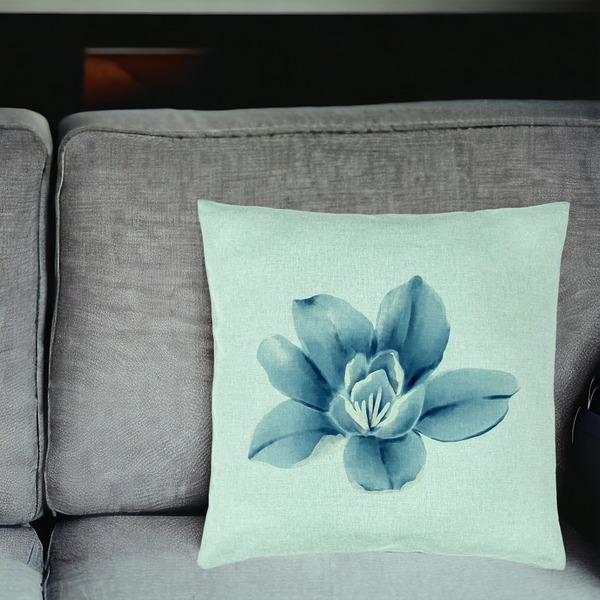 Perna Decorativa, Model Florale Blue Flower, 40x40 cm, Verde Menta, Husa Detasabila, Burduf 18 bsc0029 PhotoRoom 2 1