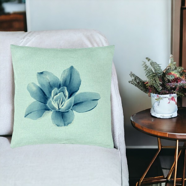 Perna Decorativa, Model Florale Blue Flower, 40x40 cm, Verde Menta, Husa Detasabila, Burduf 19 bsc0029 PhotoRoom 3 1