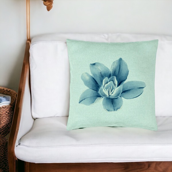 Perna Decorativa, Model Florale Blue Flower, 40x40 cm, Verde Menta, Husa Detasabila, Burduf 20 bsc0029 PhotoRoom 4 1
