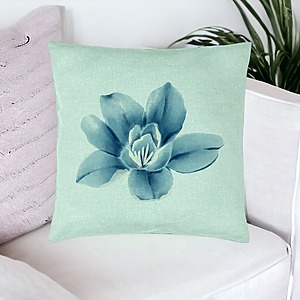Alternative view of Perna Decorativa, Model Florale Blue Flower, 40x40 cm, Verde Menta, Husa Detasabila, Burduf