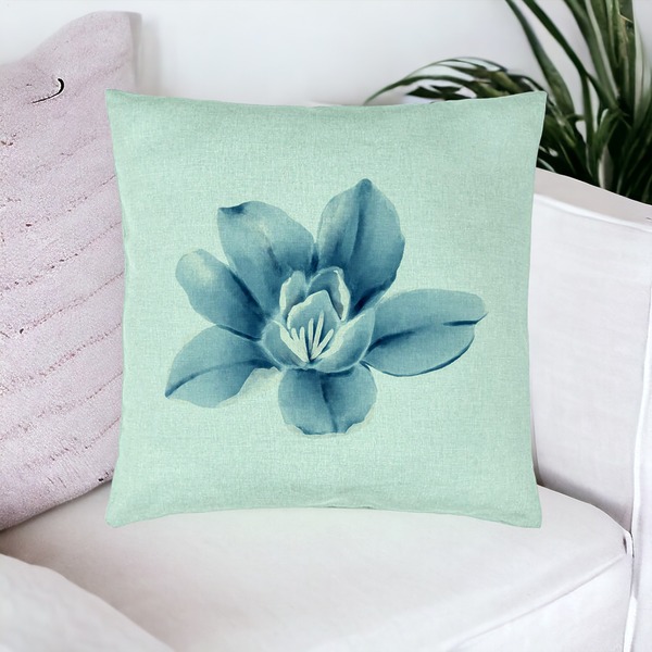 Perna Decorativa, Model Florale Blue Flower, 40x40 cm, Verde Menta, Husa Detasabila, Burduf 16 bsc0029 PhotoRoom 5