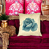 Perna Decorativa Patrata Florale Trandafir Albastru, 40x40 cm, Husa Detasabila, Burduf 26 bsc0030 PhotoRoom 1