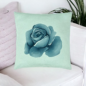 Alternative view of Perna Decorativa, Model Florale Trandafir Verde Mentastru, 40x40 cm, Verde Menta, Husa Detasabila, Burduf