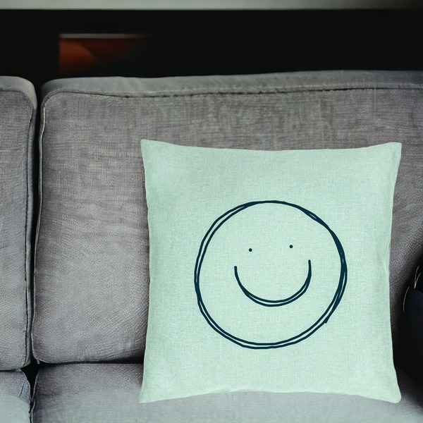 Perna Decorativa, Model Smiley Face, 40x40 cm, Verde Menta, Husa Detasabila, Burduf 18 bsc0031 PhotoRoom 2
