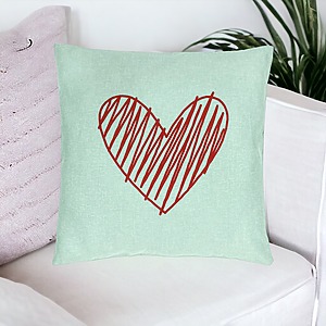 Alternative view of Perna Decorativa, Model Inimioara, 40x40 cm, Verde Menta, Husa Detasabila, Burduf