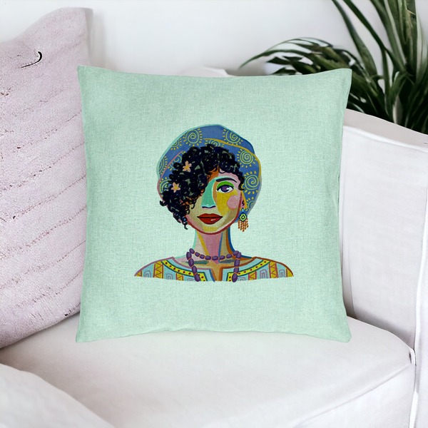 Perna Decorativa, Model Colorful Fashion, 40x40 cm, Verde Menta, Husa Detasabila, Burduf 16 bsc0033 PhotoRoom