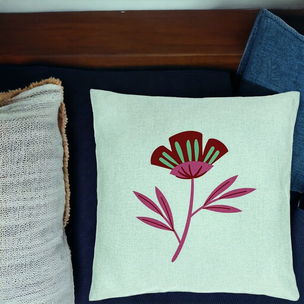 Perna Decorativa, Model Florale Red Paradise, 40x40 cm, Verde Menta, Husa Detasabila, Burduf 17 bsc0034 PhotoRoom 1