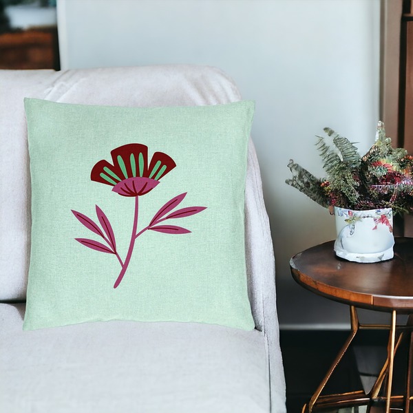 Perna Decorativa, Model Florale Red Paradise, 40x40 cm, Verde Menta, Husa Detasabila, Burduf 19 bsc0034 PhotoRoom 3