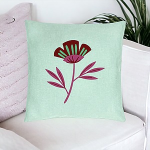 Alternative view of Perna Decorativa, Model Florale Red Paradise, 40x40 cm, Verde Menta, Husa Detasabila, Burduf