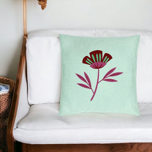 Perna Decorativa, Model Florale Red Paradise, 40x40 cm, Verde Menta, Husa Detasabila, Burduf 20 bsc0034 PhotoRoom 4